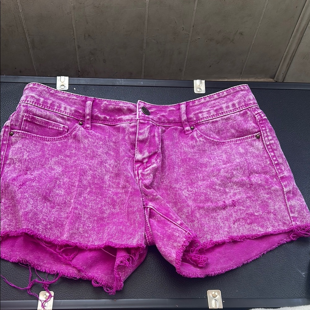 dELiA*s Pink Jean Shorts with Distressed Hem